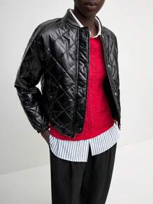 BizChic 女士休闲黑色短款飞行飞行员夹克秋季女装 - 黑色 - 查看 7