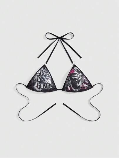 Street Life Sujetadores inalámbricos con estampado gráfico y cordones