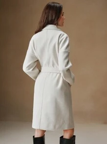 Anewsta Manteau beige ample de longueur mi-mollet avec corset de taille pour femmes