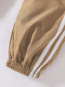 SHEIN Tween Boys' Casual Side Stripe Printed Pants, Daily Wear