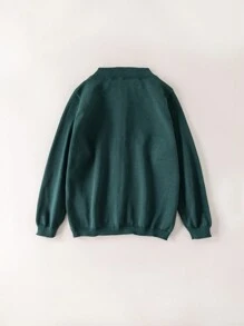 PrepCrw 年轻女孩秋冬学院风绿色单排扣宽松刺绣松鼠长袖开衫返校 - 綠色 - 查看 2