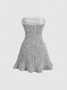 SHEIN MOD 无肩带 A 字形迷你连衣裙、婚礼/新娘送礼会礼服、音乐会礼服 - 黑色 - 查看 2