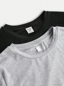 SHEIN Girlism 2 件 Tween 女童休闲圆领 T 恤和裤子套装 - 彩色 - 查看 3