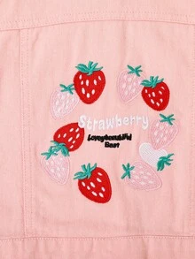 Chaqueta informal y de moda para niñas con bordado de fresa, primavera/otoño - Rosa - Ver 6