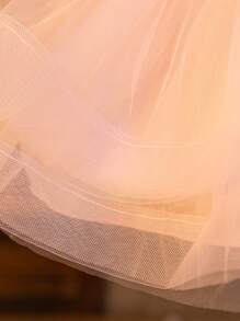 Glamorique Kids Flower Girl, Baby Girl Princess Dress, Bow, Pink Dress, Double Layered Shaping Mesh Dress With Hem, Pink Pearl, Making People Confident And Proud, Suitable For Formal Occasions, Vacation, Partywear ,Valentine's Day,Birthday Dress, New Year's Day, Birthday Party, Wedding Festival Dress, Gorgeous Dress, Middle East, Europe And America - Pink - View 6