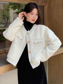 DAZY Giacca casual regular a monopetto con maniche lunghe e morbida in colore unito, autunno/inverno