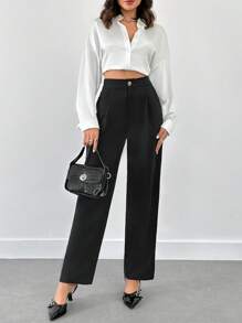 RueChic 女士中腰红色舒适裤 - 紅色 - 查看 6