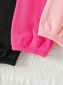 SHEIN Tween Girl 3 件套纯色羊毛运动裤 - 彩色 - 查看 5