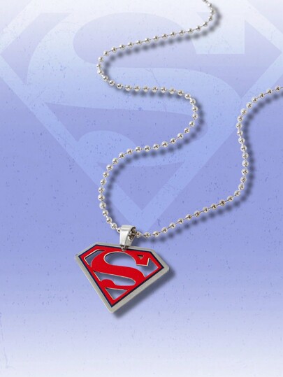 SUPERMAN X ROMWE 1pc Stainless Steel Super Hero "S" Logo Pendant Necklace