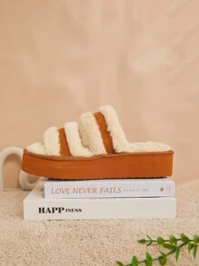 SHUZIA 女士拼色蓬松厚底坡跟凉鞋