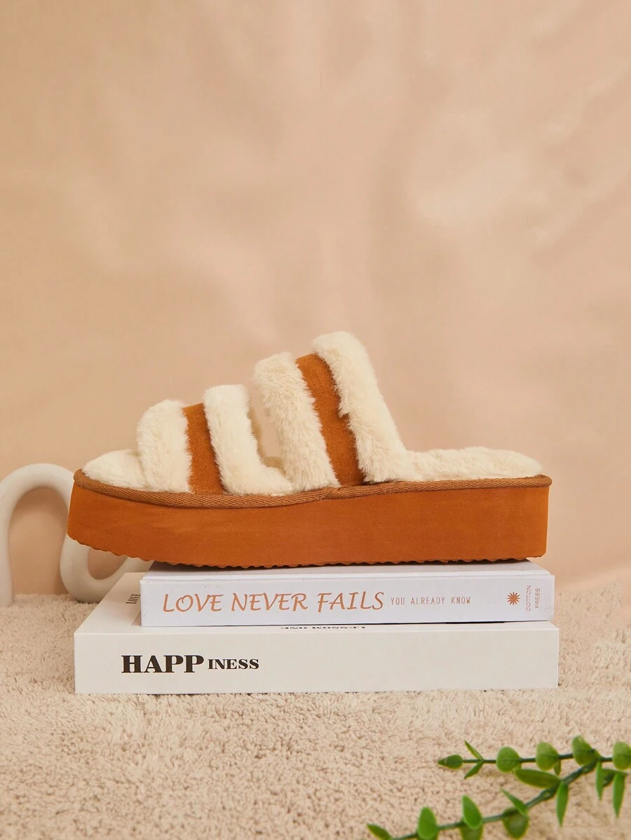 SHUZIA 女士拼色蓬松厚底坡跟凉鞋