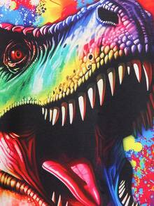 SHEIN Áo thun cổ tròn tay ngắn họa tiết khủng long dễ thương cho bé trai, áo thun mùa hè thường ngày cho Halloween, Giáng sinh, tựu trường - Nhiều màu - Xem 5