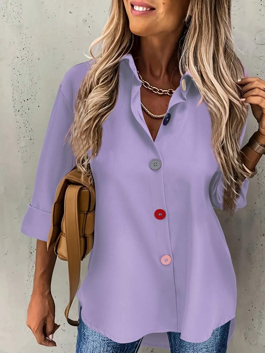 Women's Casual Personalized Button-Up Shirt Spring