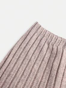 Tween Girl 针织羊毛罗纹针织拼布立领长袖 T 恤和喇叭裤休闲两件套服装，适合秋季、冬季和早春 - 粉色 - 查看 6