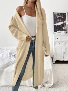 SHEIN LUNE Cárdigan de manga larga minimalista de unicolor para mujer