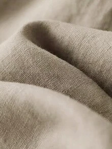 女士秋季新款流行纯色圆领长袖衬衫和口袋弹力裤休闲宽松通勤两件套春季优雅 - 杏色 - 查看 3