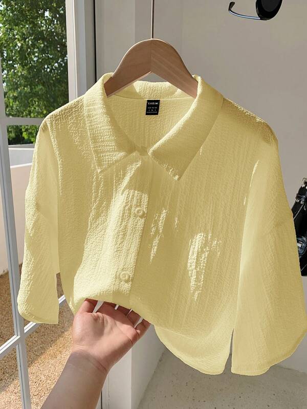 Comfortcana Yellow Woven Cropped Blouse For Women