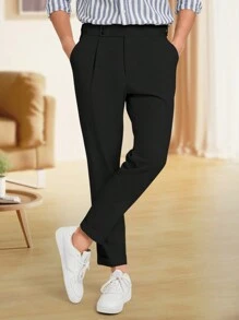 Manfinity Mode Men Solid Slant Pocket Suit Pants - Black - View 1