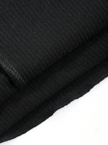 DAZY Women's Warm Bowknot Collar Cutout Solid Color Black Long Sleeve Fleece T-Shirt,Fall Women Clothes,Winter - Black - View 3