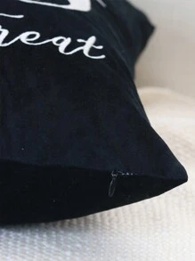 1 件万圣节刺绣枕套卡通鬼魂拼布靠垫套装饰性万圣节家居装饰抱枕套，秋季装饰，房间装饰 - 黑色 - 查看 2