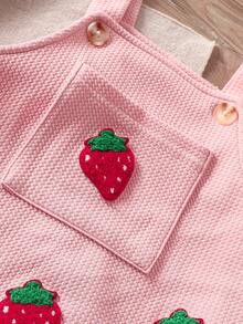SHEIN Set de ropa de otoño/invierno para bebé niña con patrón 3D de fresa, 2 piezas