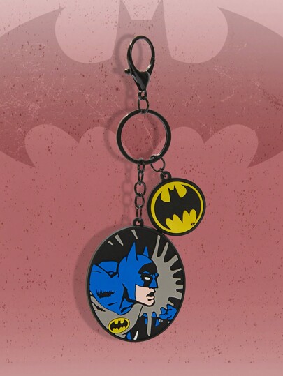 Batman X ROMWE Llavero de silicona con personaje de anime y patrón de logotipo de murciélago