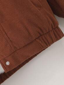 SHEIN 1pc Tween Girls Plain Patchwork Button Front Long Sleeve Casual Jacket