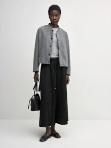 BizChic Women's Casual Solid Color Front Button Long Sleeve Blouse, Suitable For Commuting, Autumn - Grey - View 5