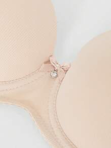 DesireSculpt Women's Casual Apricot Plain Fabric Strapless Bra With Transparent Straps Medium Stretch - Apricot - View 3