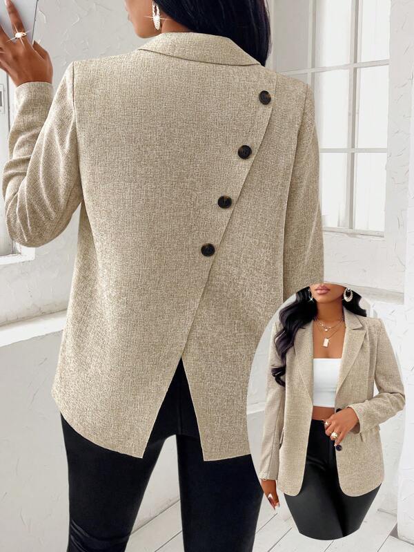 SOLERSUN 纯色后背纽扣西装外套