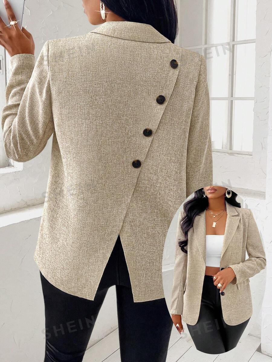 SOLERSUN Blazer solid cu nasturi la spate - Caisă - Vizualizare 1