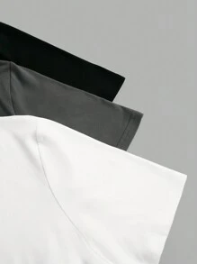 SHEIN LUNE Plus Size 3pcs/Set Crew Neck Basic Short Sleeve T-Shirts - Multicolor - View 4