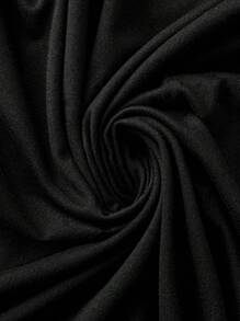 SHEIN LUNE 大码女式字母印花休闲时尚 T 恤连衣裙，夏季黑色 - 黑色 - 查看 5