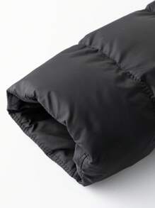 Manfinity Homme 男士纯色宽松休闲连帽拉链加厚外套，冬季 - 黑色 - 查看 6