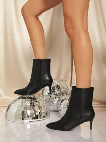 SHUZIA Women's Pointy Toe Ankle Height Stiletto Heeled Sophisticated Fashion Booties