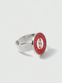 THE FLASH X ROMWE 1 pieza Anillo de mujer con forma de letra y relámpago - Plateado - Ver 4