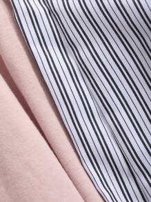 DAZY 2pcs Minimalist Stripe Shirt And Pajama Pants Homewear Set - Multicolor - View 9