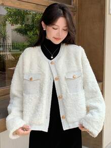 DAZY Giacca casual regular a monopetto con maniche lunghe e morbida in colore unito, autunno/inverno