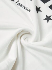 SHEIN EZwear 女士秋冬街头潮流图案编织带圆领长袖修身 T 恤 - 白色 - 查看 5