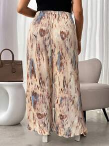 Celure Plus Size All-Over Print Casual Loose Pants, Daily Wear - Apricot - View 2