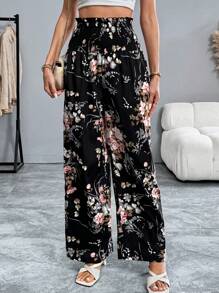 Calvaya Pantalones con estampado floral casual para mujer para vacaciones