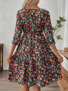 EMERY ROSE Đầm dài vừa cổ tròn in hoa nhiều màu cho nữ - Nhiều màu - Xem 2