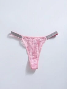 4件套蕾丝丁字裤女士性感内衣 - 彩色 - 查看 4