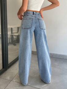 RueChic HIGH RISE WIDELEG CUT LOOSE FIT Y2K JEAN - Medium Wash - View 2