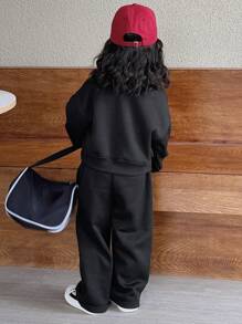 Dazy Kids 2件套女童针织抓绒字母印花卫衣套装，秋冬款