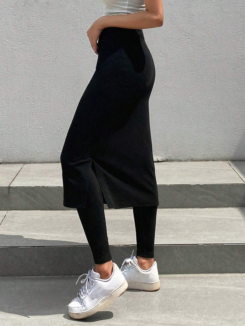 Women's Thermal Lined Skirt & Leggings 2 In 1 Set,Thermal Lined Fall,Winter