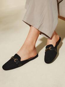 CUCCOO BASICS Zapatos planos tipo mocasín de mujer con puntera en punta y decoración metálica, versátiles, color negro, ideales para el verano, vacaciones, vuelta al colegio, estudiantes universitarias, Navidad, otoño y Año Nuevo - Negro - Ver 7