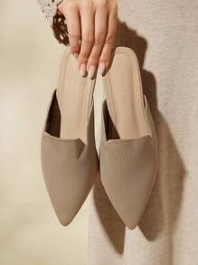 CUCCOO BASICS Minimalist Point Toe Flat Mules Vacation Shoes Summer Spring Shoes Spring Break Easter - Apricot - View 5