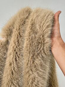 SHEIN Allurite Women's Faux Fur Shawl, Elegant & Warm Fur Cape - Mocha Brown - View 6
