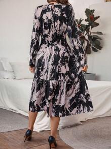 SHEIN Clasi 1 Stück langes Kleid mit ganzflächigem Muster und Rüschensaum - Verschiedenfarbig - Übersicht 2